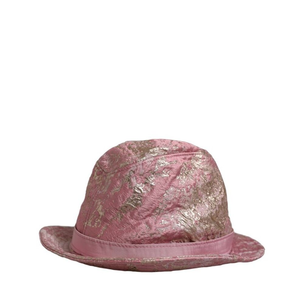 Dolce & Gabbana Pink Metallic Jacquard Pattern Bucket Capello Women's Hat